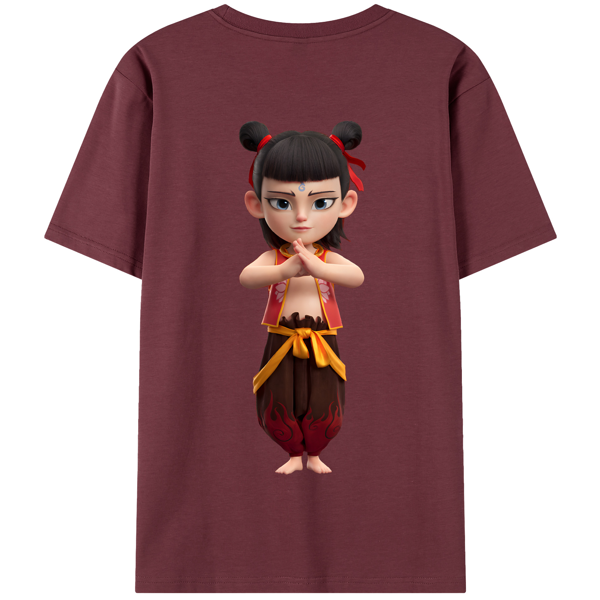 （画像用） Ne Zha 2 ナタ 魔童の大暴れ 綿100％半袖Tシャツ（背面プリント）